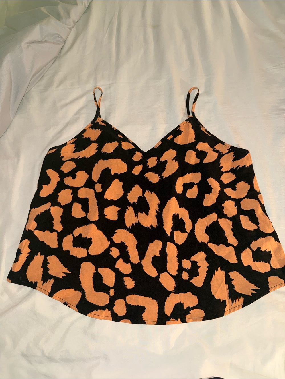 SHEIN Black & Orange Leopard Print V-Neck Cami